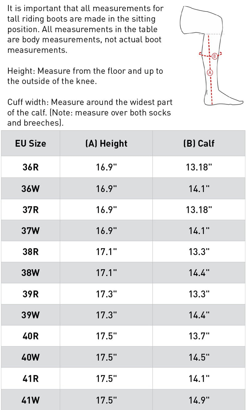 Size Chart Horze Verona Women's Tall Field Boots