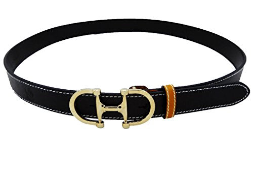 LILO Collections Bilbao 1.25" Bit Leather Belt Belts Lilo Belts 28 Black/Natural/Gold 