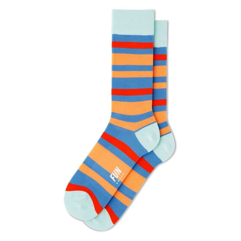 Fun Socks Men's Bold Stripe Socks Socks Fun Socks Blue/Red/Orange 