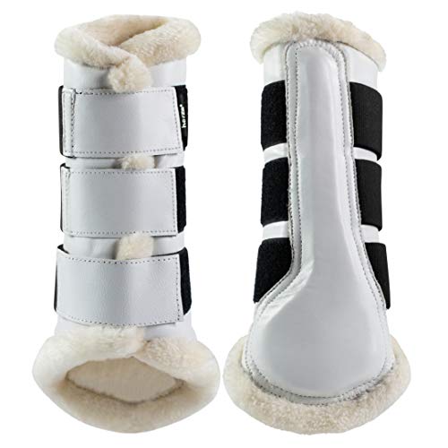 Horze Wilton Brushing Boots - Faux Fur Pile Lining Competition/Exercise Boots Horze White Small 