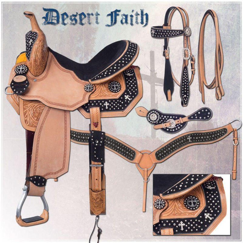 Silver Royal Desert Faith Saddle Package 13in Blk Saddles JT International 