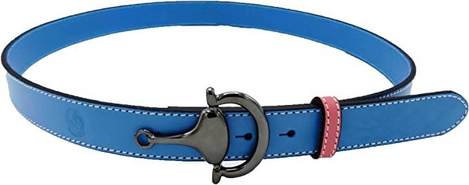 LILO Collections Baby Bosca 1.25" Bit Leather Belt Belts Lilo Belts 28 Blue/Pink/Gun Metal 