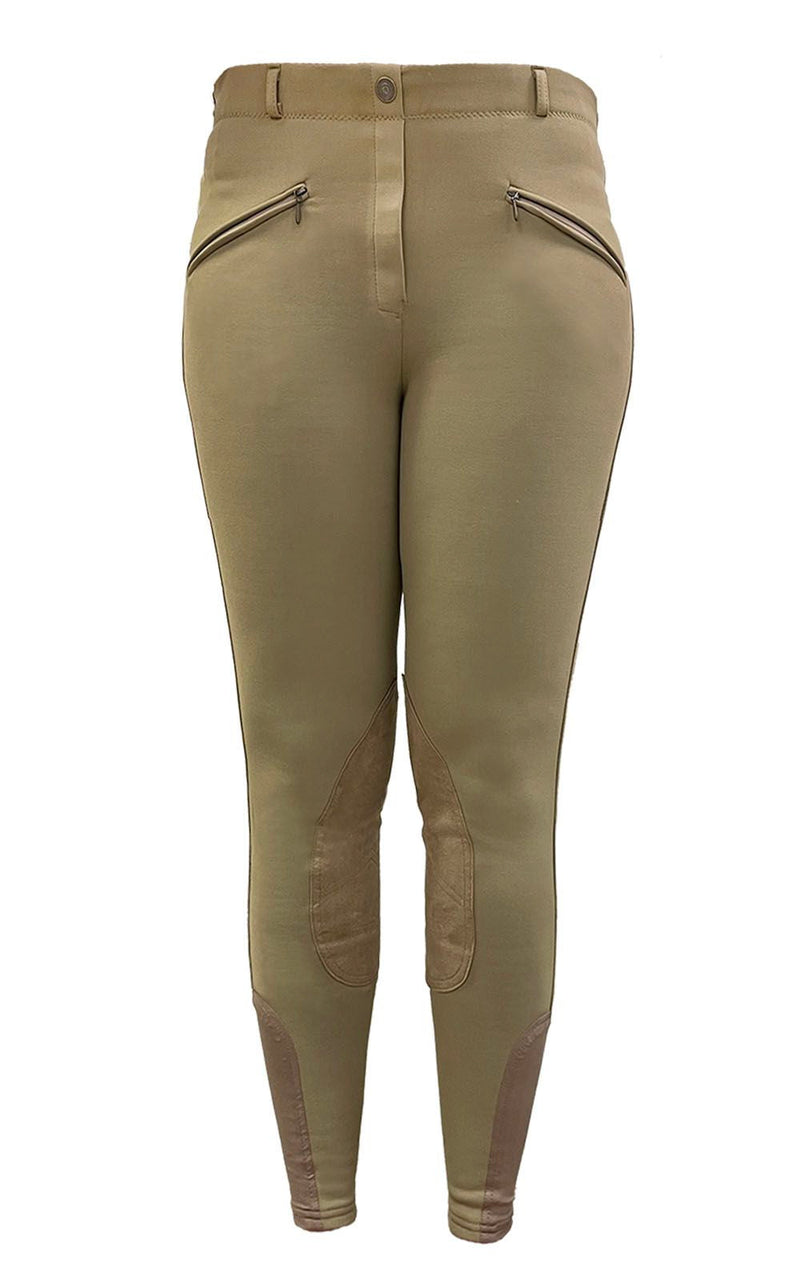 BasEQ Elsie Women's Winter Equestrian Riding Breeches Knee Patch Breeches One Stop Equine Shop Tan 24 