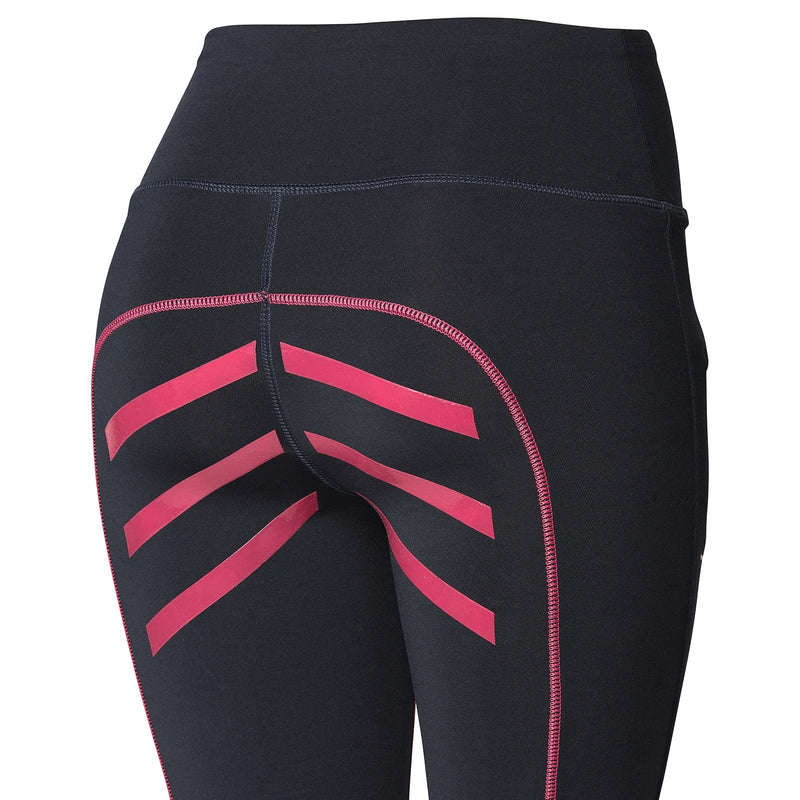 Dark Blue/Rose Pink Back Strip Detail Horze Women's Colored Silicone Full Seat Riding Tights