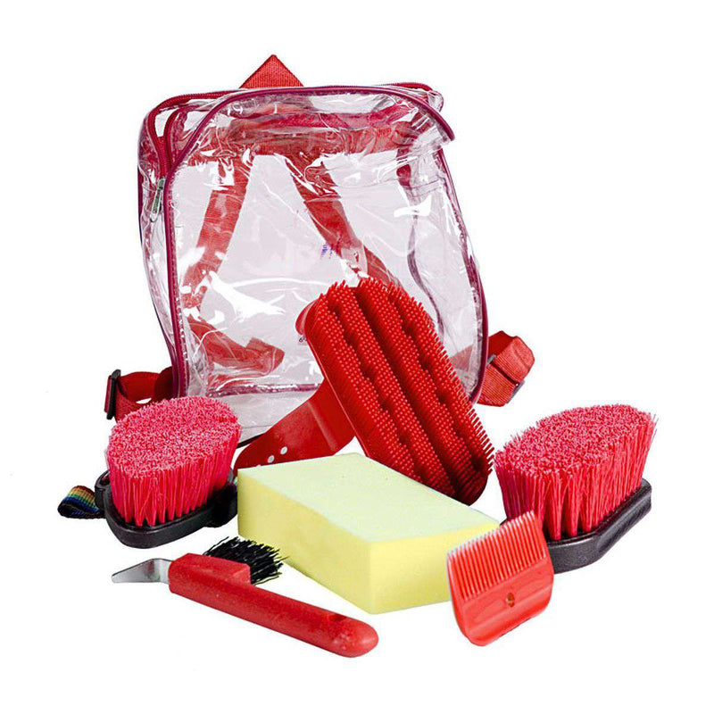 Horze Soft Grip Grooming Backpack Set Grooming Totes Horze Red 