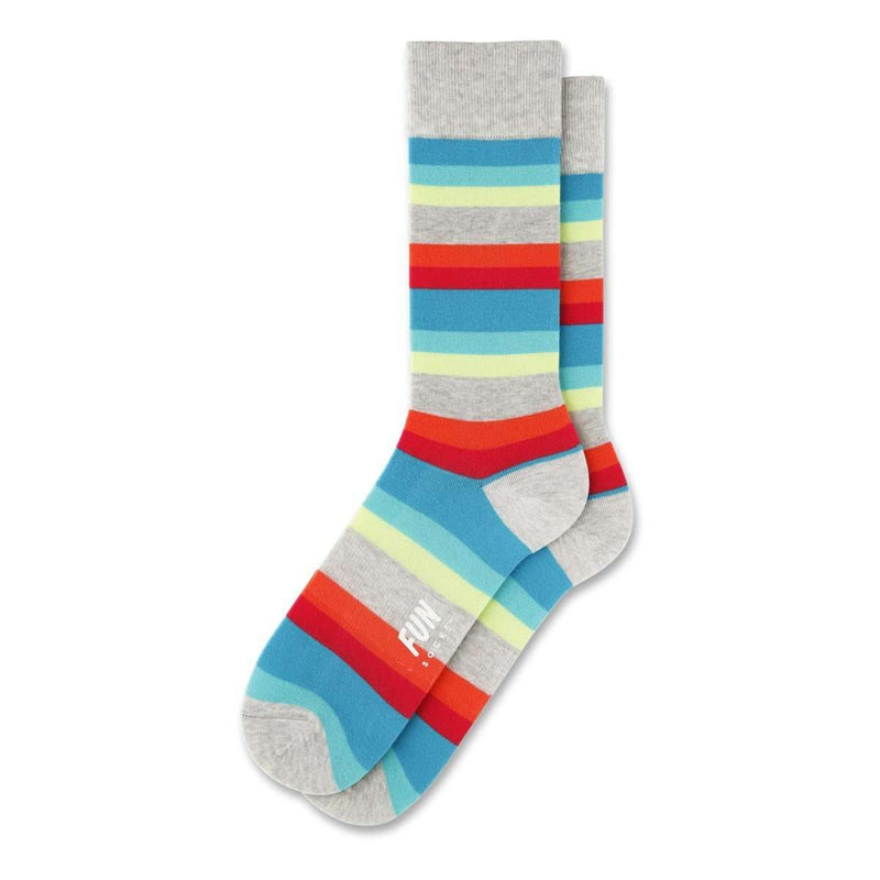 Fun Socks Men's Bold Stripe Socks Socks Fun Socks Grey/Turquoise/Red 