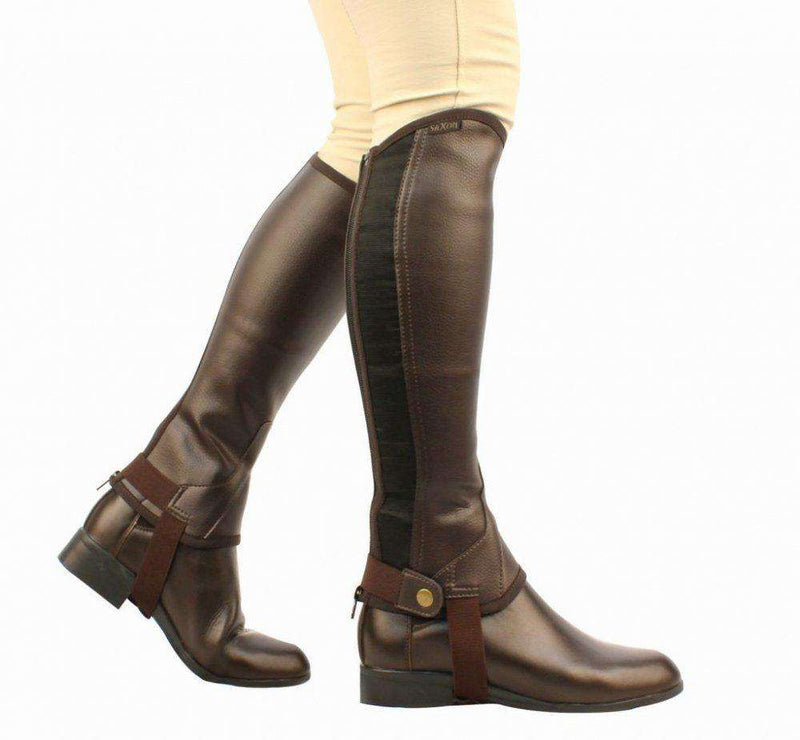 Saxon Equileather Childs Half Chaps Synthetic Half Chaps Saxon S Brown 