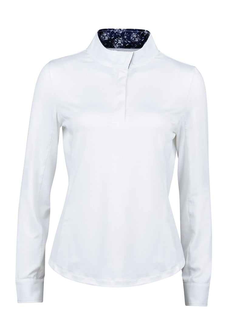Dublin Ria Long Sleeve Ladies' Competition Shirt Long Sleeve English Show Shirts Dublin XXL White/Navy 