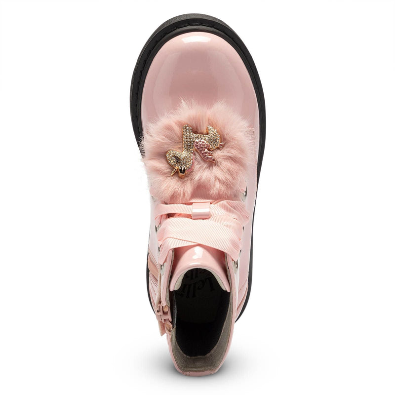 Front View of Pink Lelli Kelly Linea Fiocco Di Neve Pom-Pom Boot English Paddock Boots