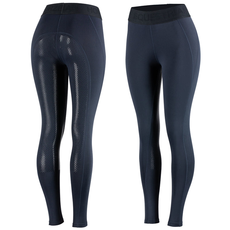 Black Horze Women's Madison Silicone Full Seat Tights Front & Back