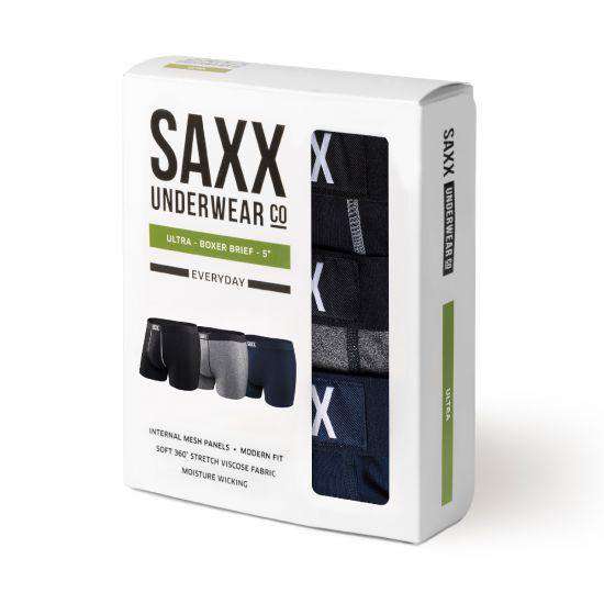 SAXX Ultra Boxer Fly 3-Pack Boxers SAXX S Black/Heather Grey/Navy 