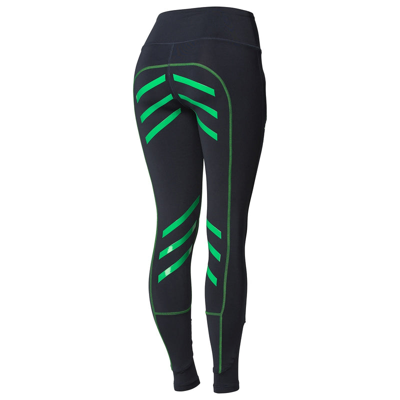 Dark Blue/Green Back Horze Women's Colored Silicone Full Seat Riding Tights