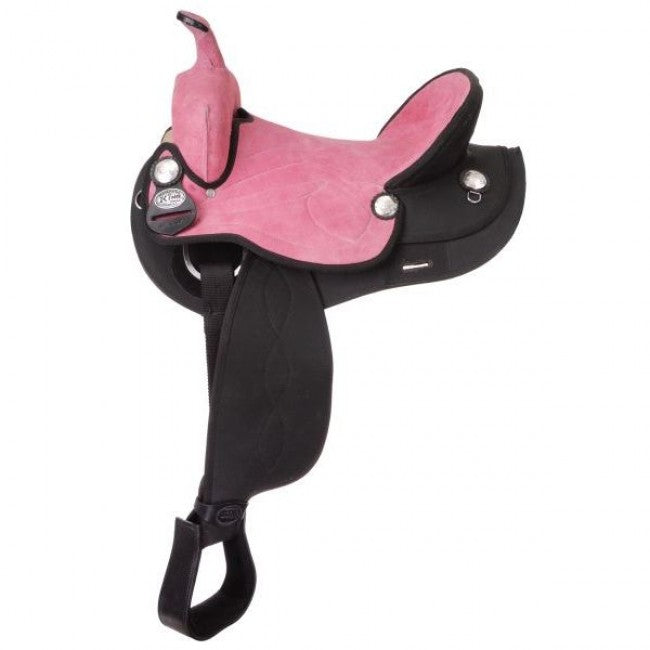 Black/Pink King Series Suede Seat Synthetic Trail Saddle JT International