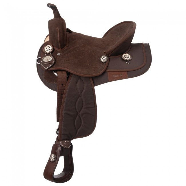 Brown/Brown King Series Suede Wide Seat Synthetic Trail Saddle JT International