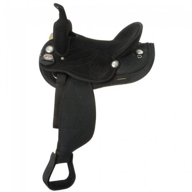 Black/Black King Series Suede Wide Seat Synthetic Trail Saddle JT International