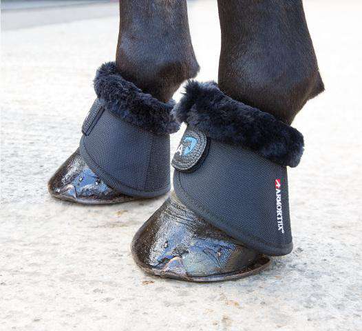 Shires Arma Fleece Trimmed Over Reach Boots Bell Boots Shires Cob Black 