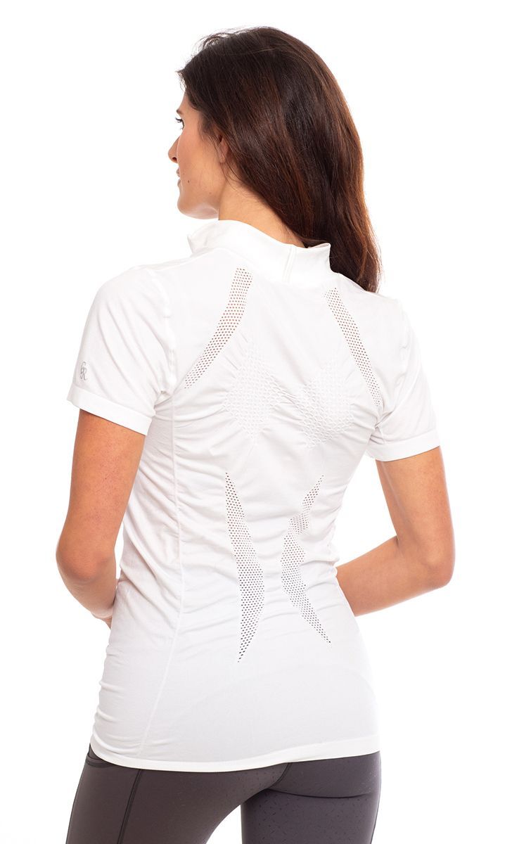 Back View of White Goode Rider Women's Go Get It Short Sleeve Shirt