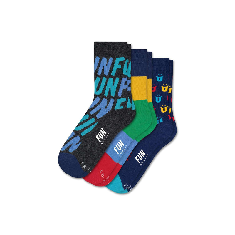 Fun Socks Boy's Fun Fun Fun 3 Pack Socks Fun Socks S 