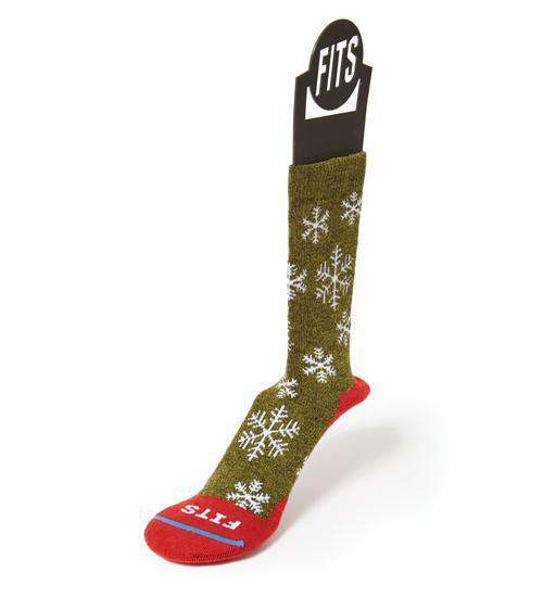 FITS Medium Hiker Snowflake Crew Sock Socks FITS Socks M Forest/Red 