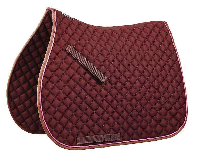 Roma Contrast Piping All Purpose Saddle Pad All Purpose Pads Roma Full Chocolate/Coral 
