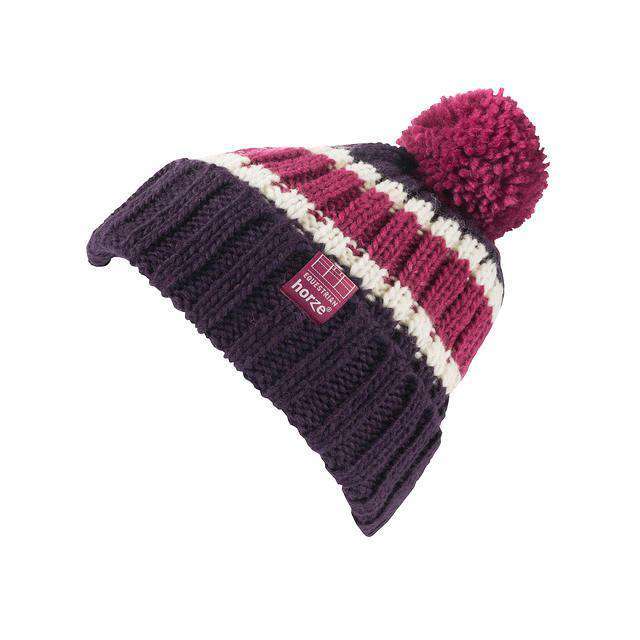 Horze Striped Knitted Hat Winter Hats Horze One Size Mysterioso Purple/Boysenberry 
