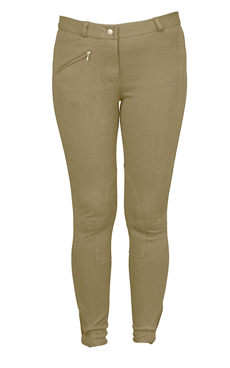 BasEQ Amy Women's Self Knee Patch Classic Equestrian Riding Breeches Knee Patch Breeches One Stop Equine Shop Tan 24 