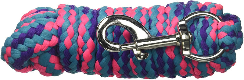 Tough 1 8' Braided Poly Cord Lead Leads JT International Purple/Turquoise/Hot Pink 