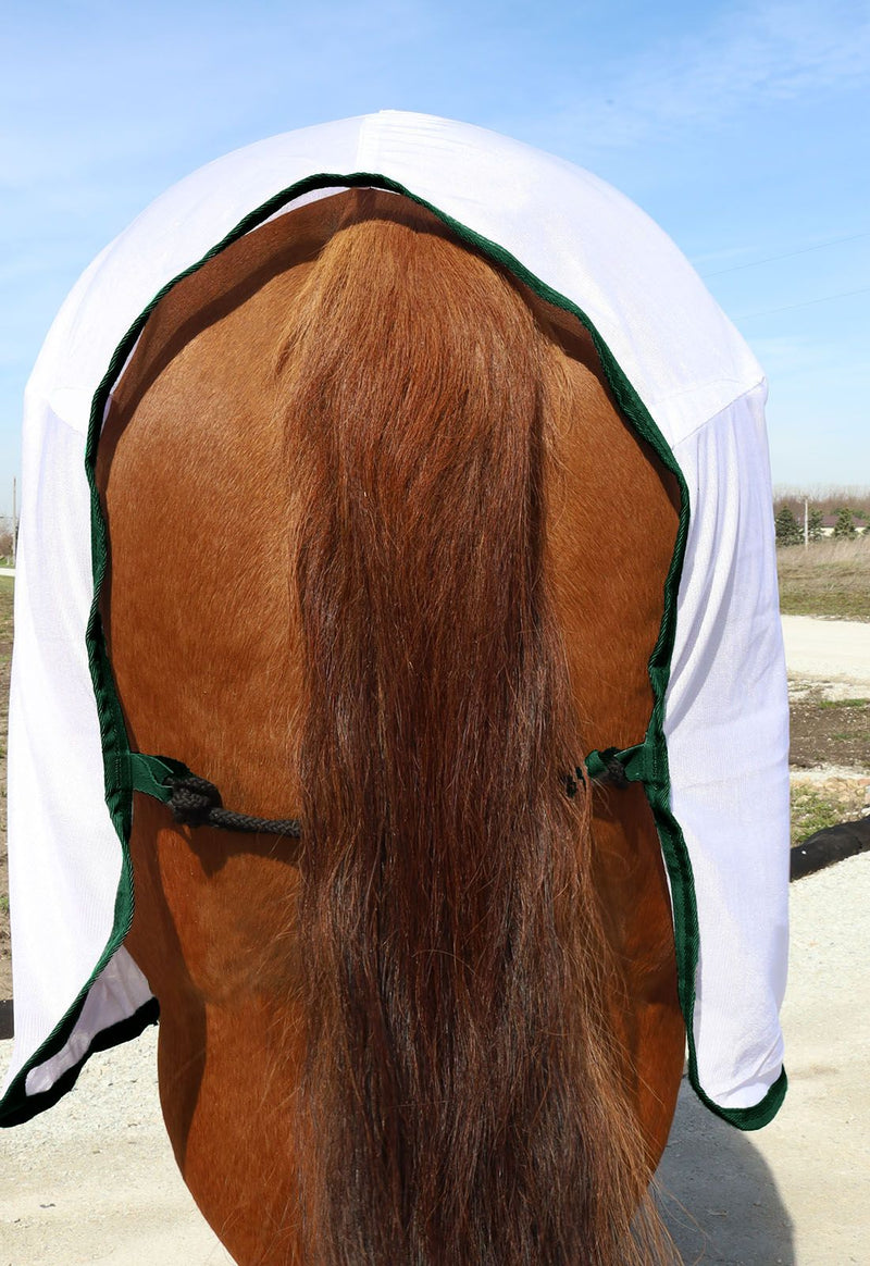 tail flap in White/Hunter Green BasEQ Fly Sheet One Stop Equine Shop