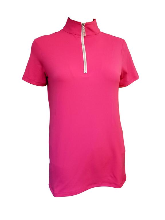 Bright Pink/Silver Tailored Sportsman Icefil Zip Top Short Sleeve Shirt Womens Shirt