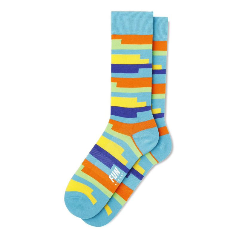 Fun Socks Men's Coil Stripe Socks Socks Fun Socks Aqua/Orange/Yellow/Blue 