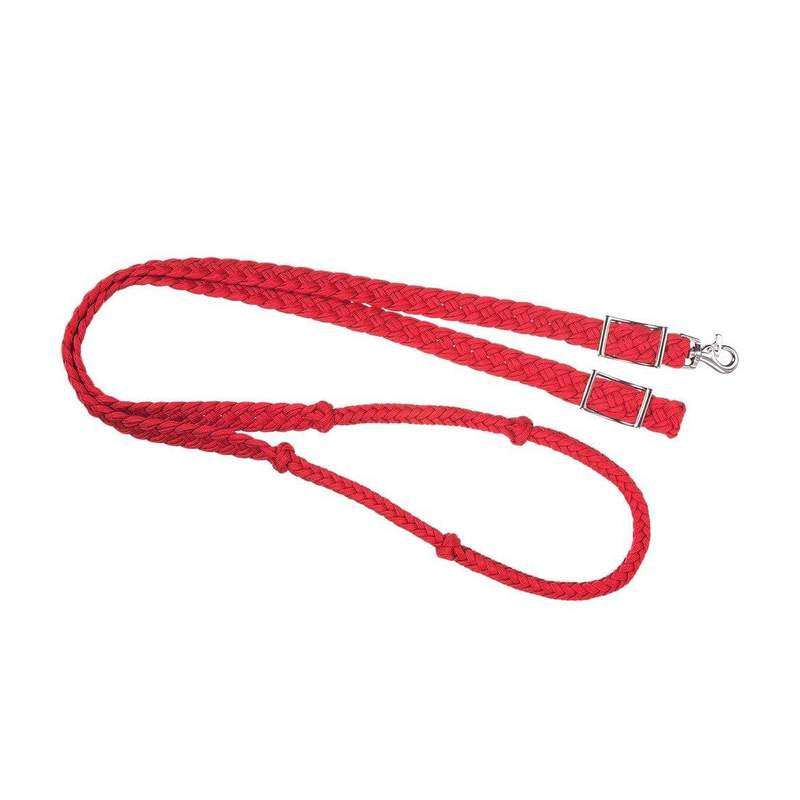 Red Tough 1 Deluxe Knotted Cord Roping Reins English Reins