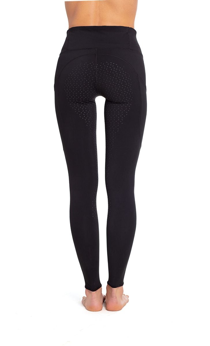 Back side of black Goode Rider Women's Perfect Sport Full Seat Tights