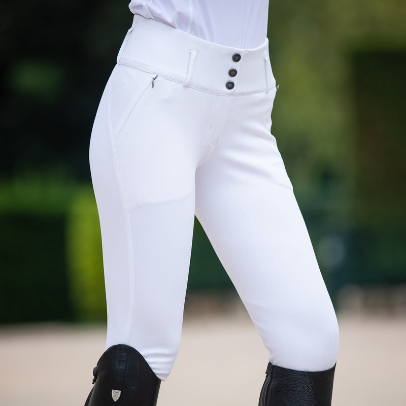 White B Vertigo Women's Greta Silicone Full Seat Breeches Side Modeling