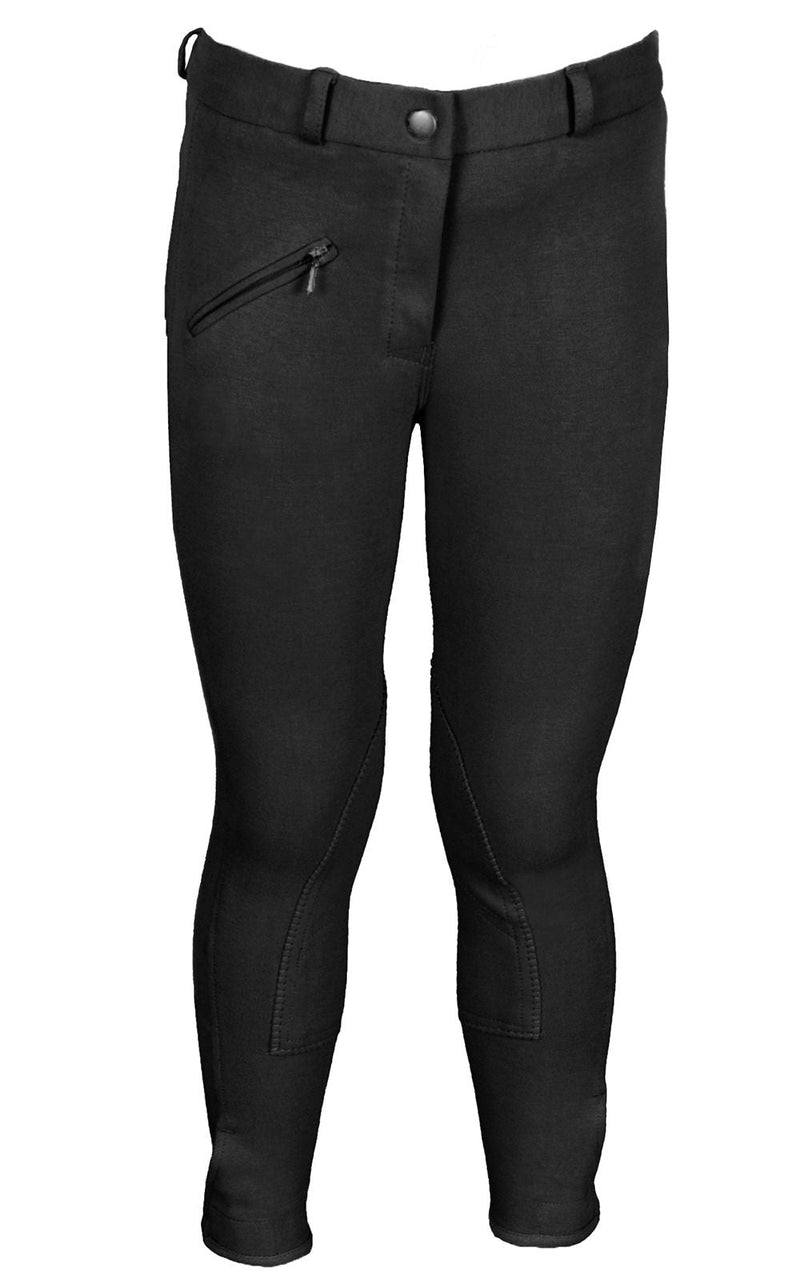 BasEQ Lyla Children's Pull-On Riding Breeches - Horseback Riding Tights With Knee Patches Knee Patch Breeches One Stop Equine Shop 6 Black Girls