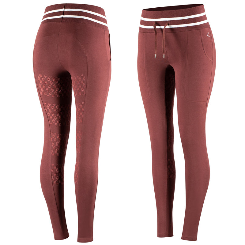 Horze Frida Women's Cotton Terry Silicone Full Seat Riding Tights Full Seat Tights Horze Rum Raisin Brown 22 