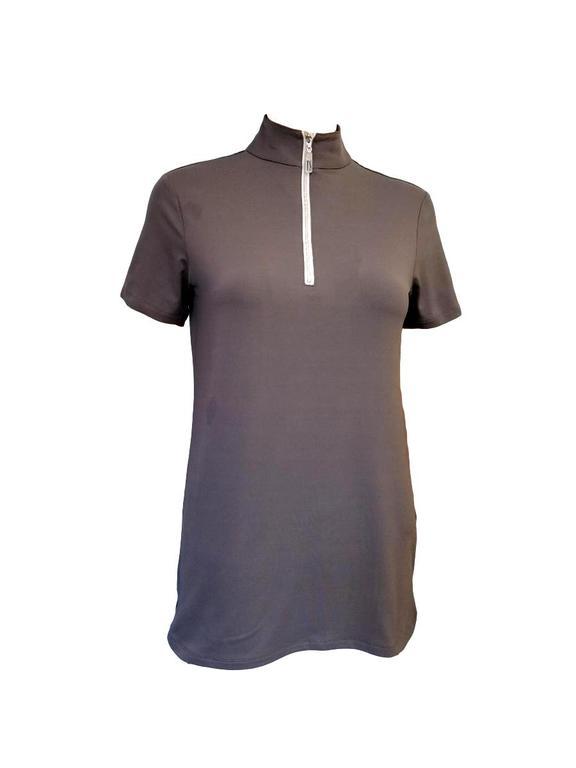 Titanium/Silver Tailored Sportsman Icefil Zip Top Short Sleeve Shirt Womens Shirt