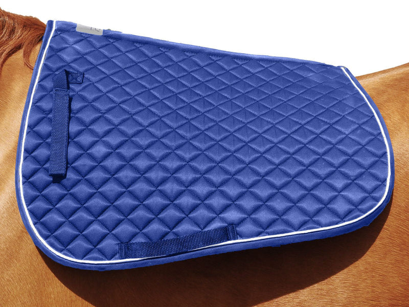BasEQ Diamond Quilt Saddle Pad with Piping Saddle Pads One Stop Equine Shop Royal Blue/White Horse 