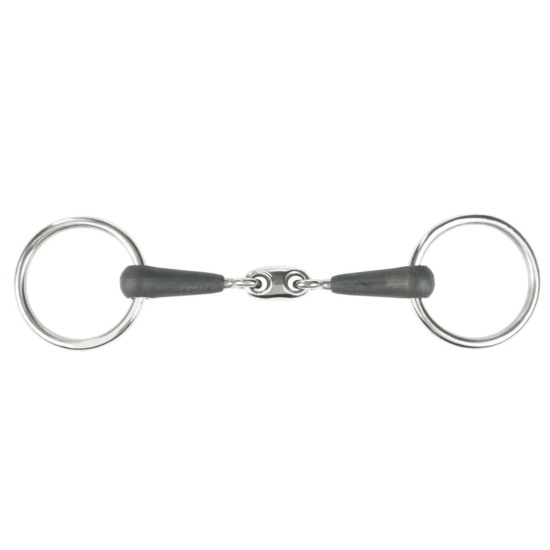 Horze Loose Ring Double-Jointed Rubber Bit English Horse Bits Horze 3.75 Black 