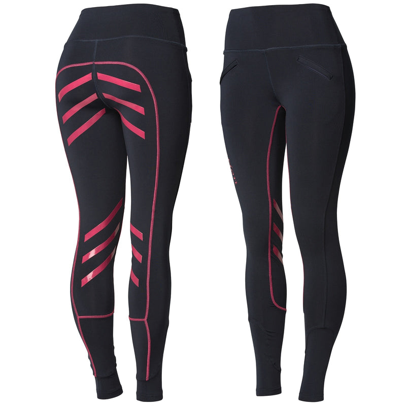 Horze Equitation Women's Colored Silicone Full Seat Riding Tights Full Seat Tights Horze Dark Blue/Rose Pink 22 