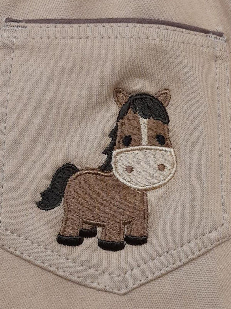 Embroidered Cartoon on Tan/Chocolate BasEQ Emma Children's Two-Tone Pull Horse Jodhpurs Jodhpurs One Stop Equine Shop