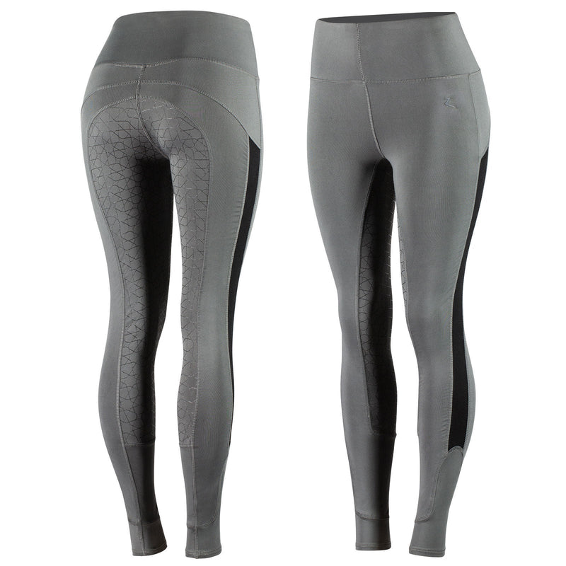 Gery Front & Back Horze Betty Women's Full Seat Tights with Mesh Inserts Full Seat Tights