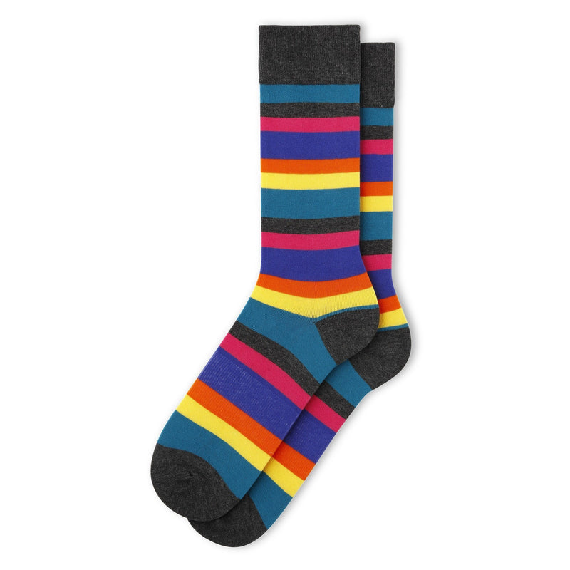 Fun Socks Men's Bold Stripe Socks Socks Fun Socks Grey/Pink/Puple/Orange/Yellow/Green 